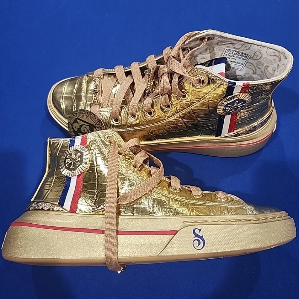 Skechers x Snoop Dogg (MENS 7 / W 8) Gold Medal Sneakers 2024 Collab Metallic - Picture 1 of 10